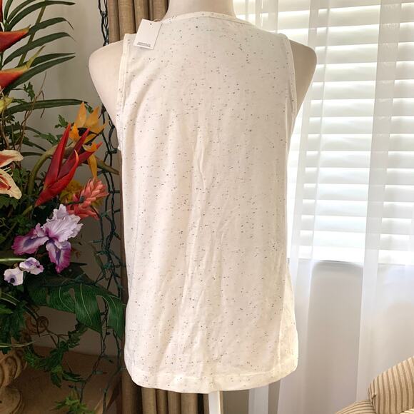 LOFT Speckled Cotton Blend Tank Top in Cream - Picture 6 of 8